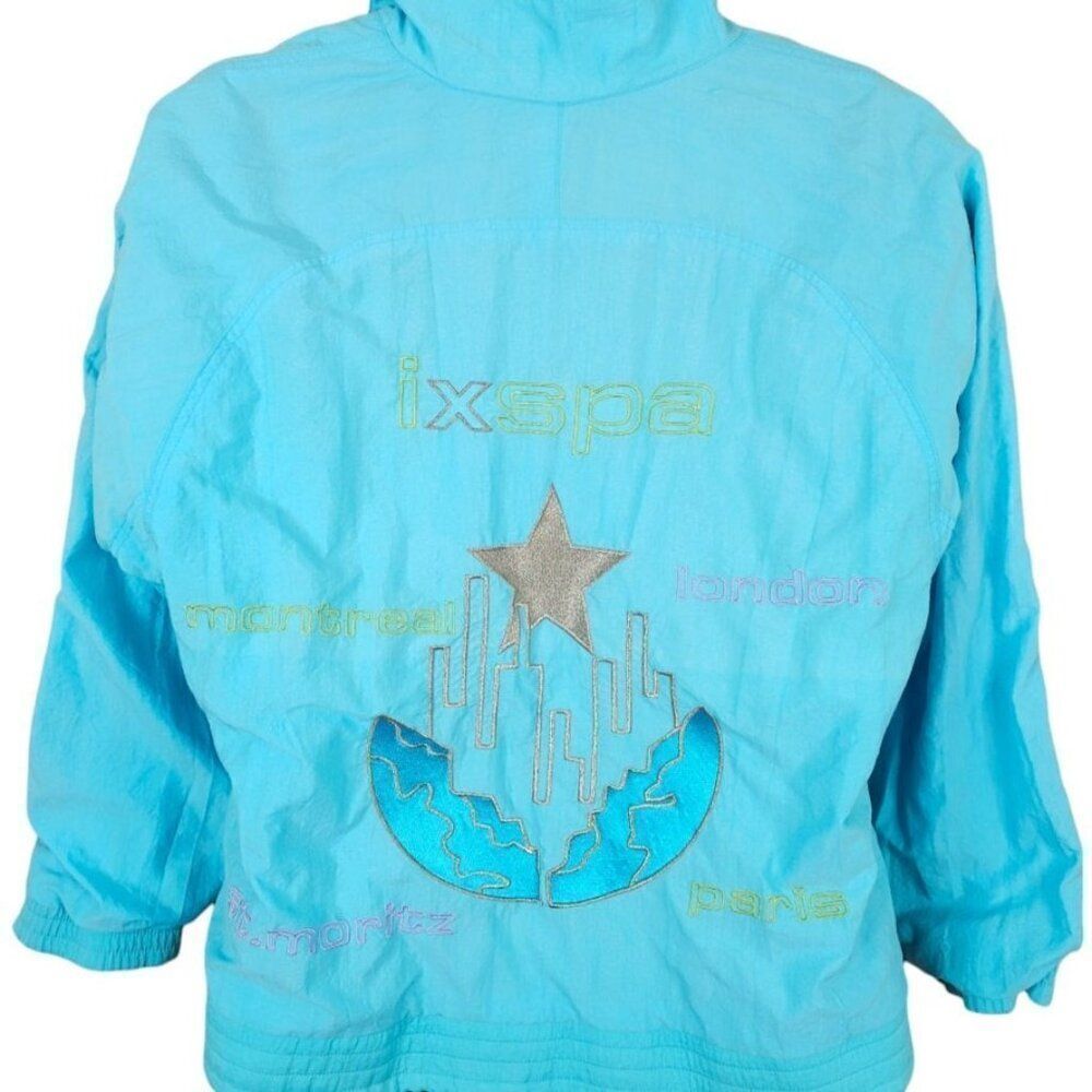 Vintage IXSPA Windbreaker Jacket Womens Size Medium Blue 80s International